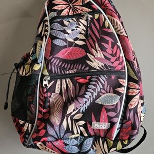 Sucipi Pickleball Bag Floral Print Women's Backpack - Pink Leaf Pattern